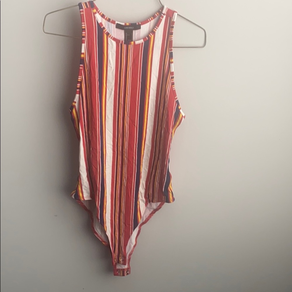 Forever 21 stripped tank body suit multicolor